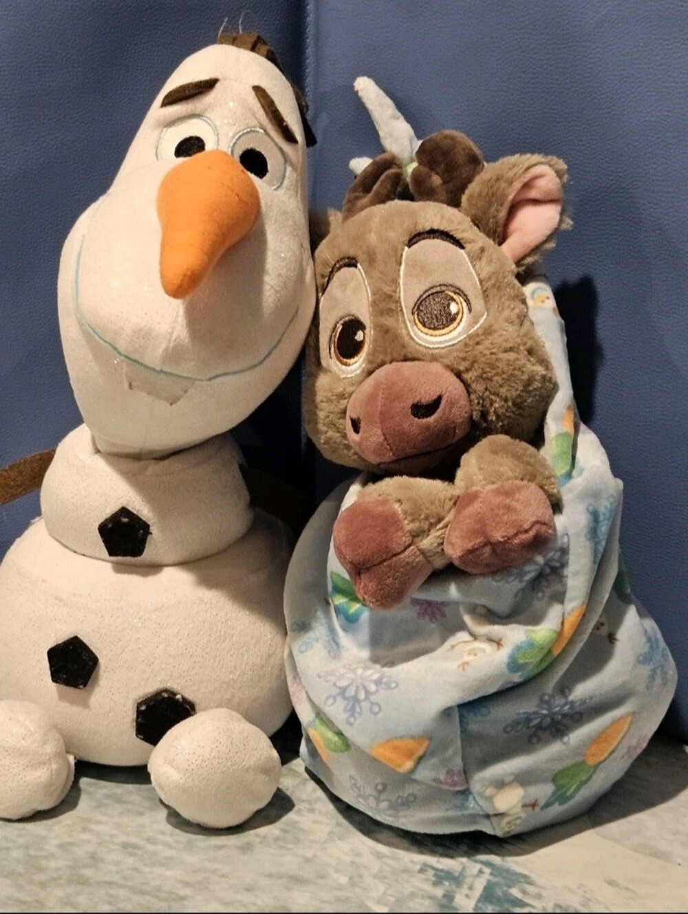 Disney Frozen Baby Sven Swaddle Plush & TY Sparkle Olaf Bundle